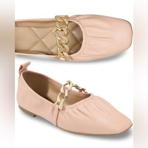 AEROSOLES Chain-Link Ramen Flat In Nude Leather (Nude Blush Pink) | 7 (US)